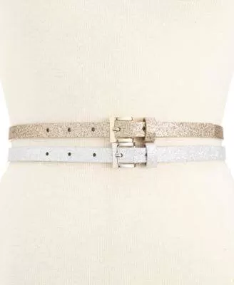 Style Co. 2 for 1 Glitter Belts GoldSilver S - Fashionbarn shop