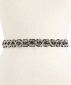 Style Co. Scalloped Beaded Stretch Belt BlackSilver ML - Fashionbarn shop