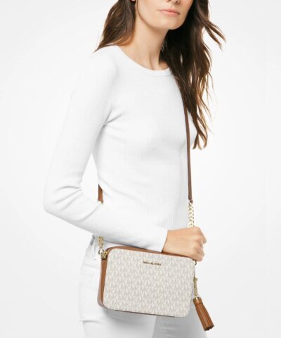 Michael Michael Kors Ginny Medium Logo Crossbody Bag, Vanilla