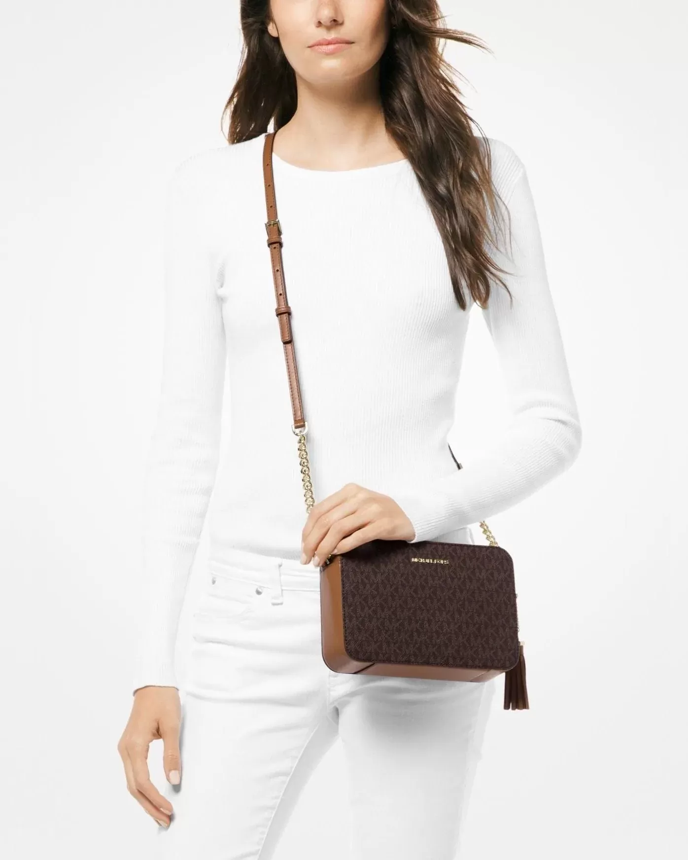 Michael Michael Kors Ginny Medium Logo Crossbody Bag, Brown