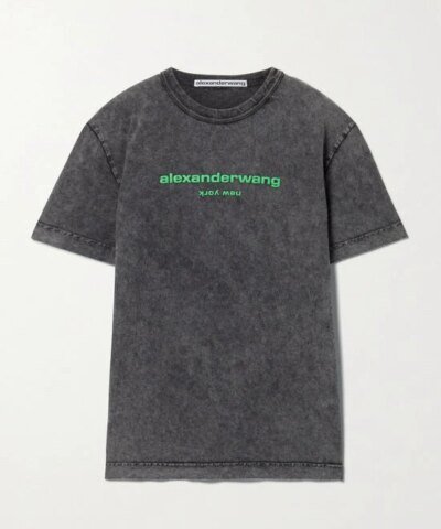 Alexander Wang Printed Acid-Wash Cotton-Jersey T-Shirt