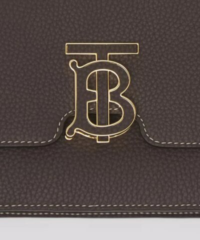 Burberry Topstitched Grainy Leather Small TB Bag