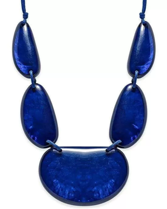 INC Silver-Tone Large Blue Stone Drama Necklace