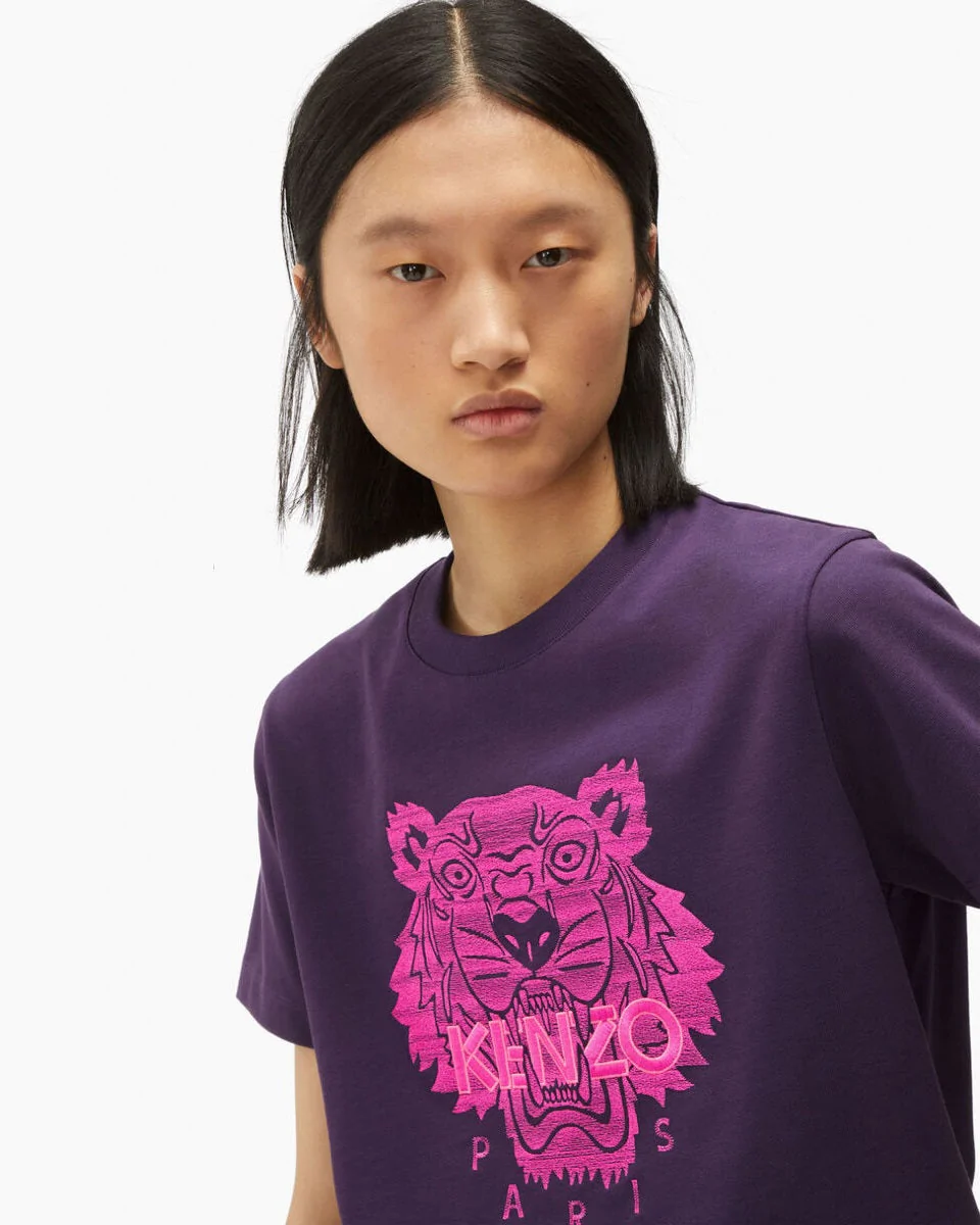 Kenzo Embroidered Tiger t-shirt In Prune