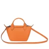 Longchamp Le Pliage Orange Leather Bag With Strap
