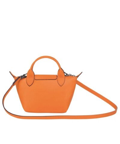 Longchamp Le Pliage Orange Leather Bag With Strap
