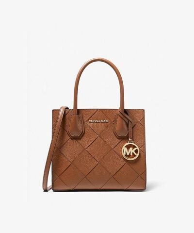 Michael Kors Mercer Medium Woven Leather Accordion Crossbody Bag