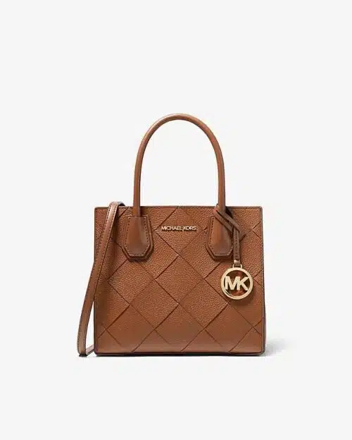 Michael Kors Mercer Medium Woven Leather Accordion Crossbody Bag