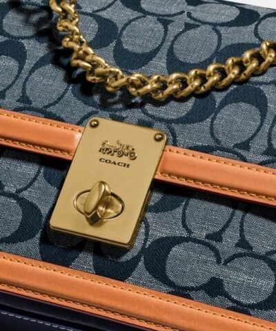 Coach Hutton Shoulder Bag In Signature Chambray