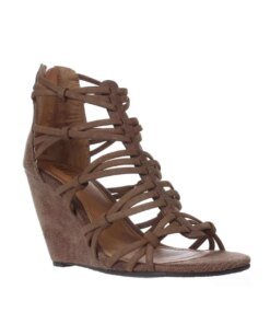 MIA Womens Mia Dylon Wedge Strappy Sandals - Taupe Vintage Lizard