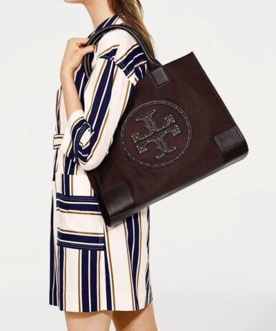 Tory Burch Ella Stud Logo Nylon Tote