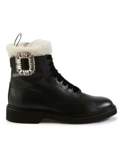 Roger Vivier Viv' Rangers Fur Ankle Boots