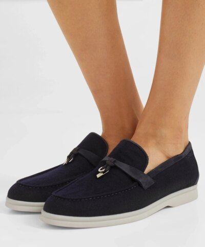 Loro Piana Summer Charms Walk Suede Loafers