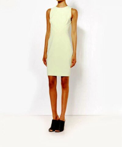 Narciso Rodriguez Scuba Dress Solid Fitted Citrine Jewel Neck