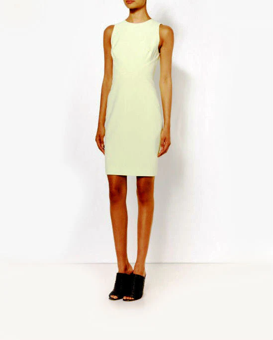 Narciso Rodriguez Scuba Dress Solid Fitted Citrine Jewel Neck