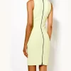 Narciso Rodriguez Scuba Dress Solid Fitted Citrine Jewel Neck