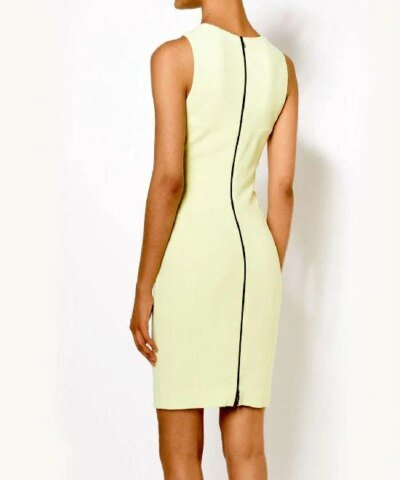 Narciso Rodriguez Scuba Dress Solid Fitted Citrine Jewel Neck