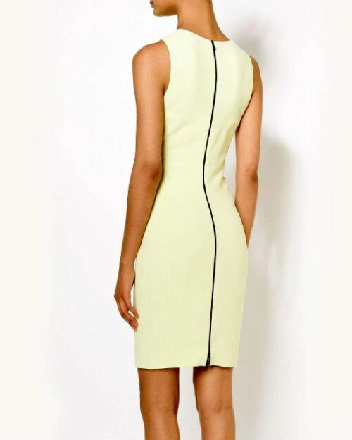 Narciso Rodriguez Scuba Dress Solid Fitted Citrine Jewel Neck