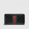 Gucci Signature Web Zip Around Wallet