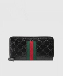 Gucci Signature Web Zip Around Wallet