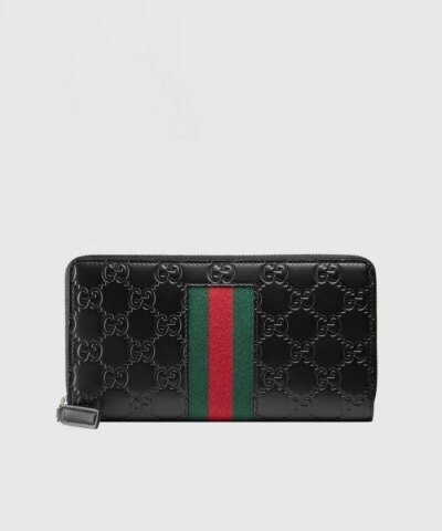 Gucci Signature Web Zip Around Wallet