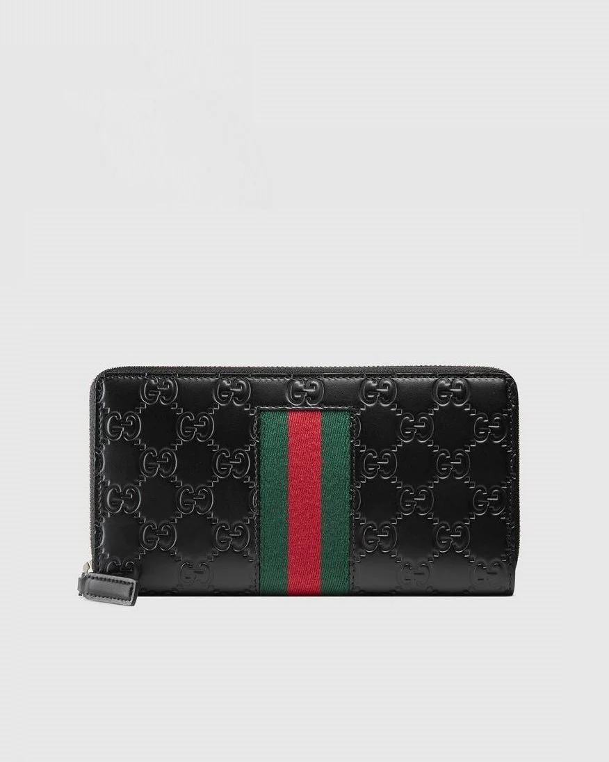 Gucci Signature Web Zip Around Wallet