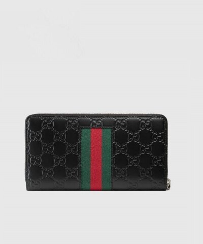 Gucci Signature Web Zip Around Wallet