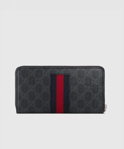 Gucci GG Supreme Web Zip Around Wallet