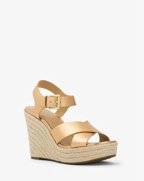 MICHAEL MICHAEL KORS Kady Metallic Leather Wedge Sandals