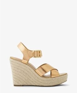 MICHAEL MICHAEL KORS Kady Metallic Leather Wedge Sandals
