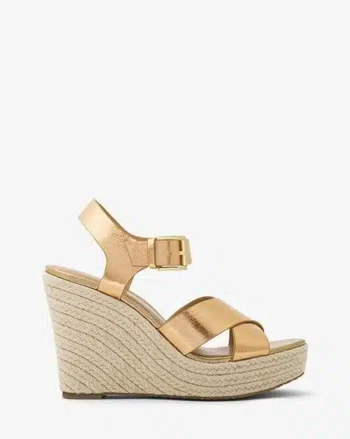 MICHAEL MICHAEL KORS Kady Metallic Leather Wedge Sandals