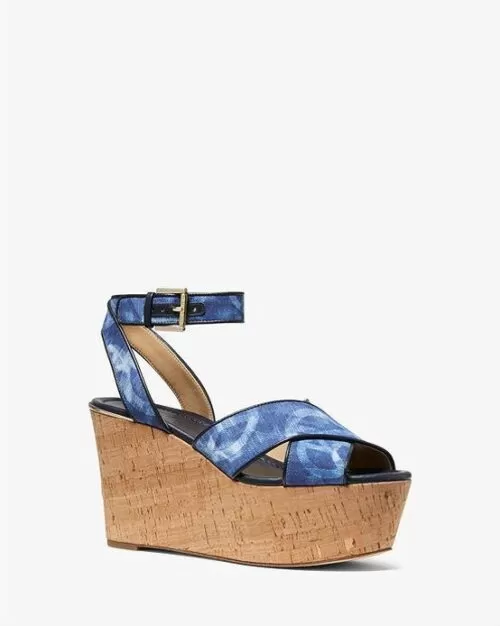 MICHAEL MICHAEL KORS Abbott Tie-Dye Canvas Wedge Sandals