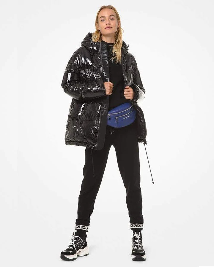 MICHAEL Michael Kors Hooded & Quilted Cire Down Jacket In Black