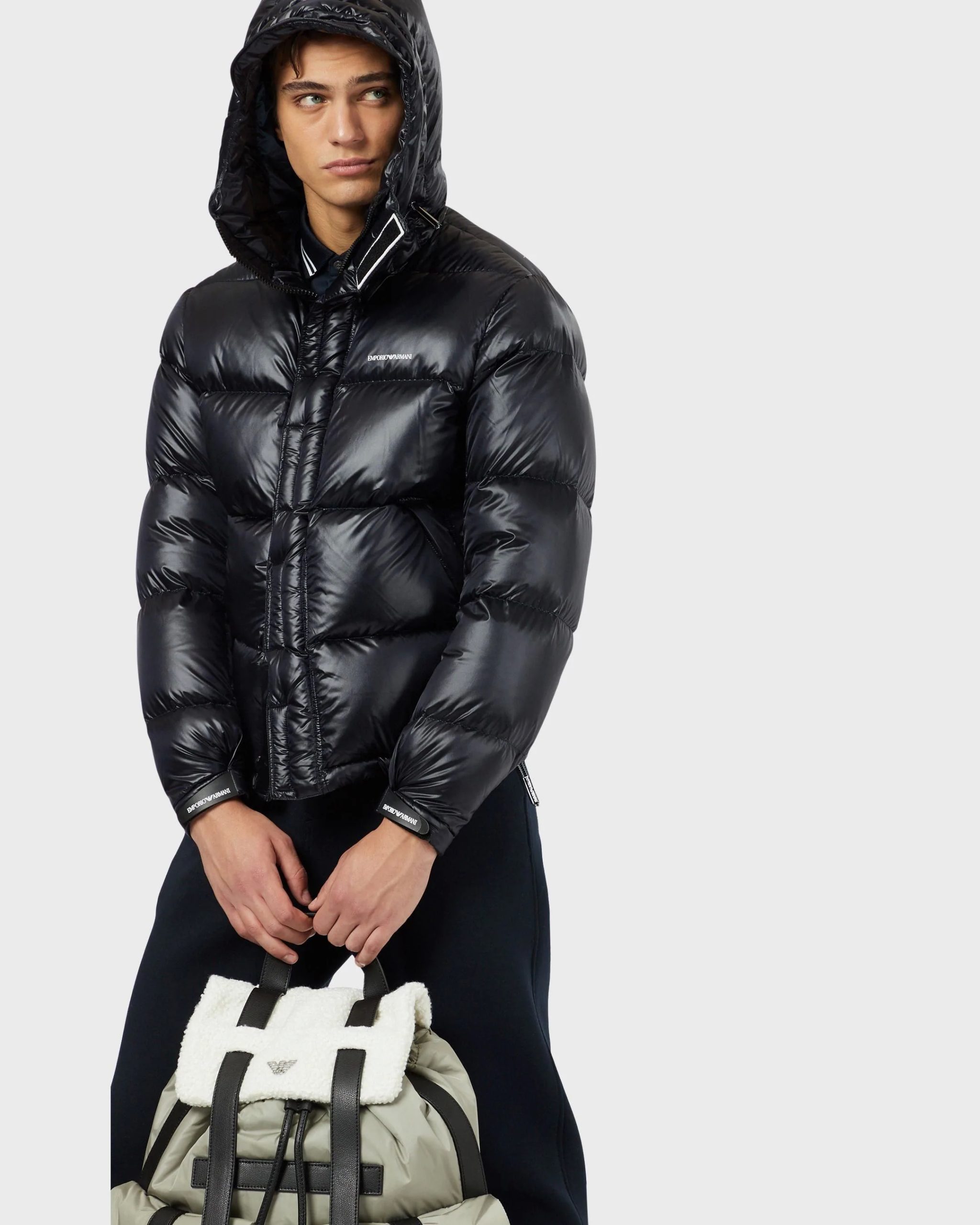 Emporio Armani Quilted Down Jacket In Shiny Nylon