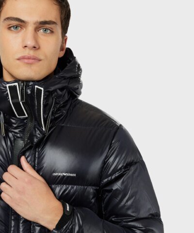 Emporio Armani Quilted Down Jacket In Shiny Nylon