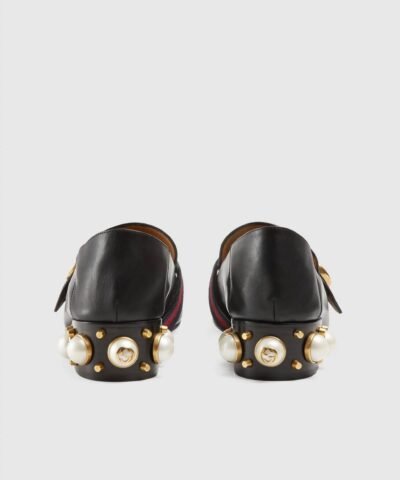 Gucci Leather Mid-Heel Loafer, Black