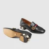 Gucci Leather Mid-Heel Loafer, Black