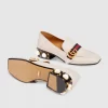 Gucci Leather Mid-Heel Loafer, White