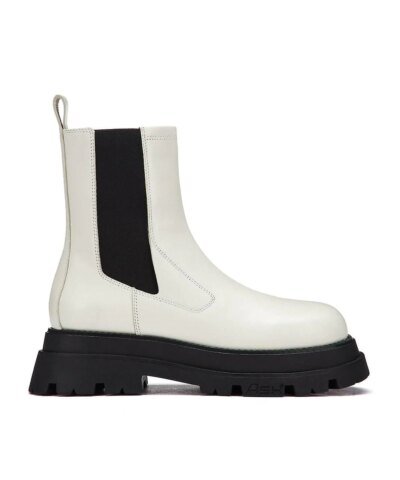 Ash Elite Tall Boots In White Leather