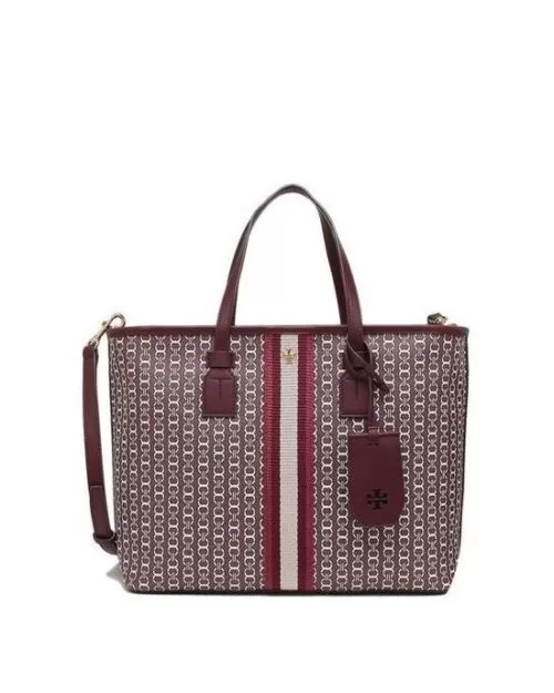 Tory Burch Gemini Link Canvas Small Top-Zip Tote