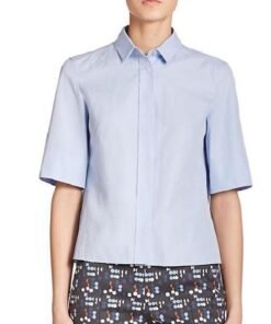 Akris Punto Poplin Plisse-Back Shirt, Blue