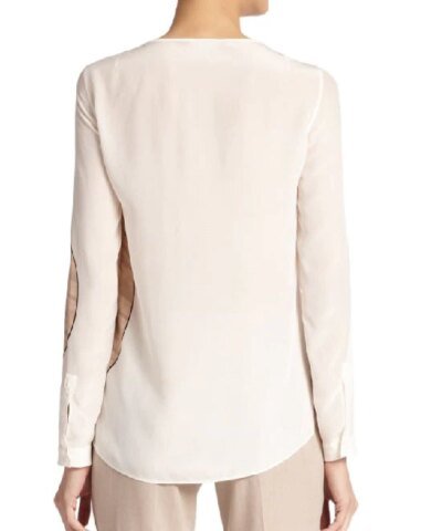 Akris Punto Natural Guitar-Print Silk Blouse