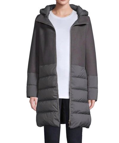 Herno Nuage Lightweight Mixed Media Down Coat In Grey