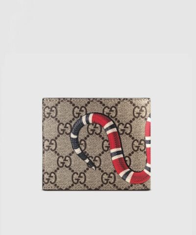 Gucci Kingsnake Print GG Supreme Wallet