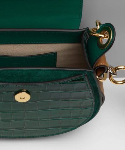 Chloe Small Tess Round Handbag In Embossed Croco Effect On Calfskin