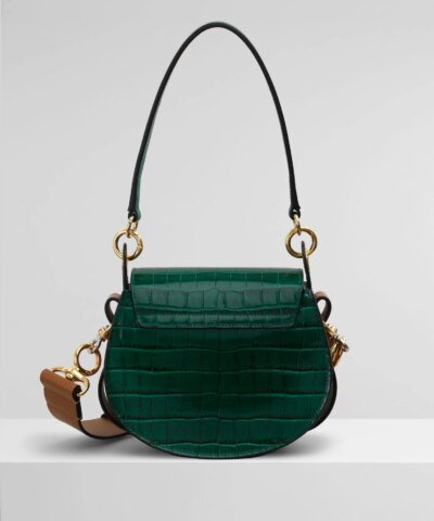Chloe Small Tess Round Handbag In Embossed Croco Effect On Calfskin