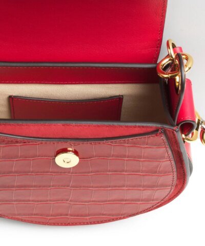 Chloe Small Tess Round Handbag In Embossed Croco Effect On Calfskin