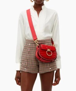 Chloe Small Tess Round Handbag In Embossed Croco Effect On Calfskin