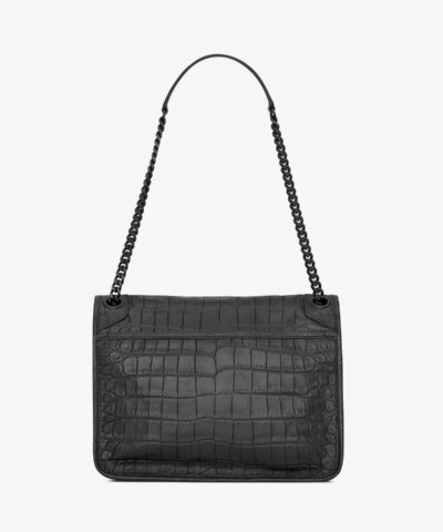 Saint Laurent Medium Niki Croc-Embossed Leather Shoulder Bag