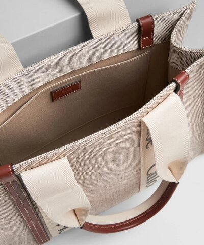 Chloe Medium Woody Logo Canvas Shopper Tote Bag